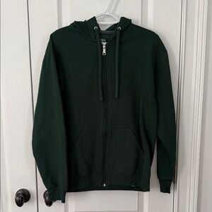 Men's Dark Green Zip-Up Sweater